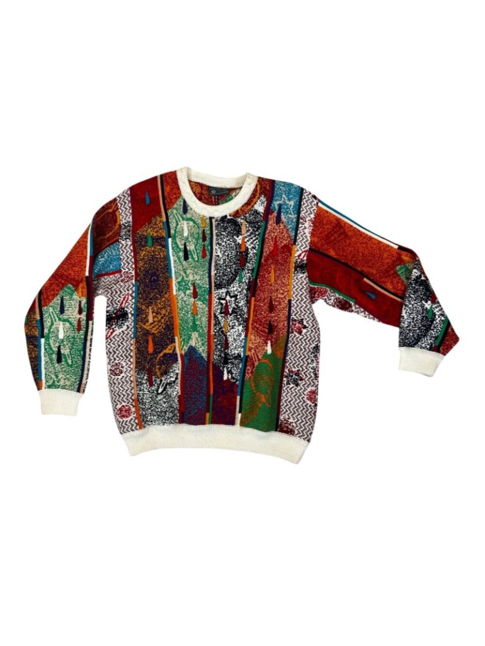 Geocc Mens Sweater Pullover Med Vintage 90s 3D Multi Long Sleeve Australian Cott - Picture 2 of 6